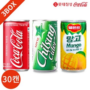 코카콜라 칠성사이다 델몬트 망고 190ml 3종 90캔 세트, 90개