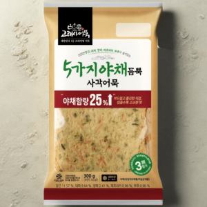 고래사 부산 밀가루없는 5가지 야채듬뿍 사각 어묵 300g, 1세트