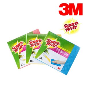 3M 스카치브라이트 천연펄프 행주 10개입 주방 청소, 핑크, 10개