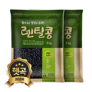 현대농산 검정 렌틸콩 4kg (2kgx2봉) 블랙 렌즈콩, 1개, 4kg(2kgx2)