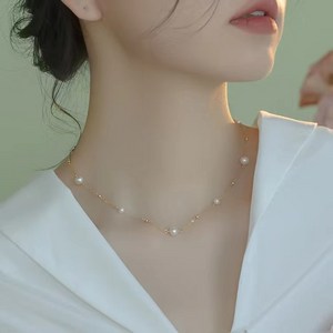 FANSYLI 담수진주목걸이 못난이진주목걸이 14k 18k 도금 초커목걸이0509F02