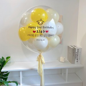 당일발송 완제품 ) LED 후기 이벤트 레터링풍선 커스텀풍선 생일 백일 첫돌 파티 환갑 칠순 생신, 22인치 버블 공기 태슬형, 1개