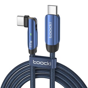 Toocki 투키 LED 100W C to C타입 PD 180도 회전 초고속 충전 케이블, 1m, 파란색, 2개