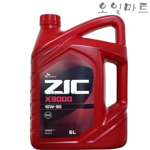 ZIC X3000 10W30 6L 디젤차량 엔진오일, ZIC X3000 (6리터), 1개