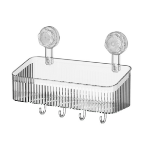 Leoko 욕실 주방 흡착식 다용도 바구니 선반 라지 30*12*10 센티미터, 투명, 1개