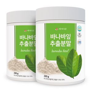 백세식품 바나바잎 추출분말 230g통 HACCP 인증제품, 2개, 230g