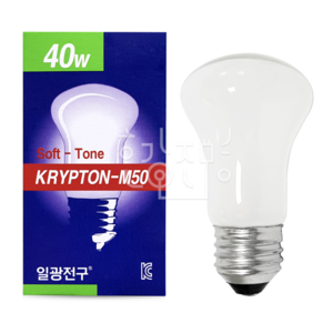 일광 국내산 백열등 백열램프 크립톤 40W (220V) 불투명, 전구색, 1개