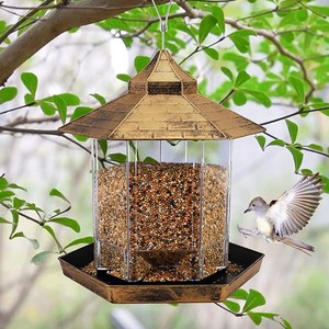 AOHAO 야외 발코니 걸이식 먹이기 bird feeder 새 모이통, 골드, 1개