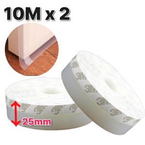 샵베이 실리콘 신소재 외풍차단 3M문풍지 대용량 투명 25mm*10mm x 2세트, 2개