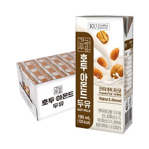 [건국우유] 호두아몬드 두유 190ml 24팩, 24개