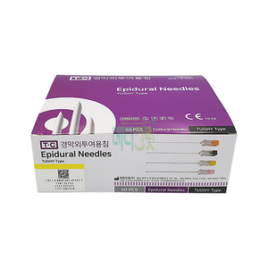 태창산업 에피듀랄 니들 20G 80mm 50개입 노랑 / 경막외투여용침 Epidual Needle Tuohy Type, 1개