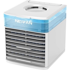 NexFan 휴대용 공기 냉각기 LED 야간 조명이 있는 미니 에어컨, White