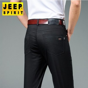 JEEP SPIRIT 지프 스피릿 바지 남성 여름 가을 새로운 디자인 스트레이트 캐주얼 팬츠 느슨한 비즈니스 스트레치 패션 미드 웨이스트 얇은 남자 바지 J7026