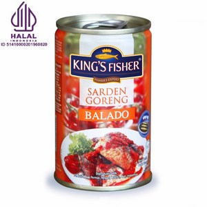 Yes!Global King's Fisher Sardines in Balado 킹스피셔 사딘 발라도 (155g Halal 할랄), 155g, 1개