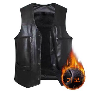 남성용 PU 베스트 기모 멀티 포켓 민소매 조끼 Men's Vest