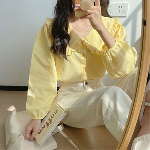 두봄 여성용 카라넥 긴팔 블라우스 셔츠