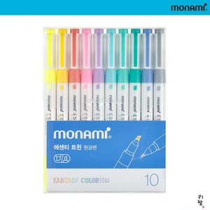 모나미 에센티 트윈 형광펜 10색 세트, 혼합색상, 1개