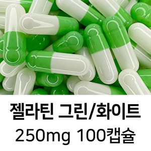 라이프건강 식약청허가 젤라틴 공캡슐(250mg 그린/화이트) 100캡슐, 1개