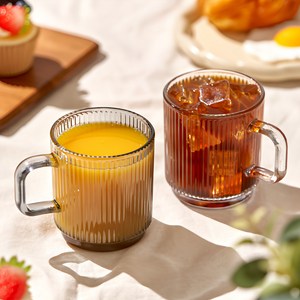 미니모 홈카페 예쁜 머그컵 340ml 2종 세트, 투명 + 그레이, 1개