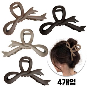 [4개입] 서온리 짱짱한 리본 여성 올림 머리 대형 집게 핀