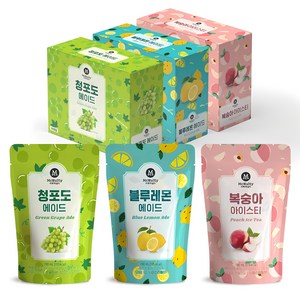 아이스 파우치 음료 3종x10개입(복숭아/청포도/블루레몬), 30개, 190ml