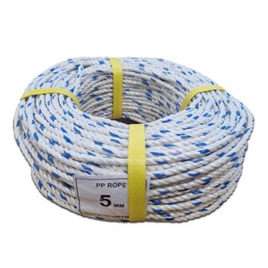 피피 로프 PP ROPE 로프끈 다용도 밧줄 캠핑 빨래줄 현수막 5mm x 85m 6mm x 100m, 백색 (띠 청색/그린 랜덤), 1개