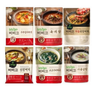 비비고 인기즉석 탕찌개 6종(두부김치+된장찌개+사골곰탕+육개장+미역국+차돌된장찌개), 4세트