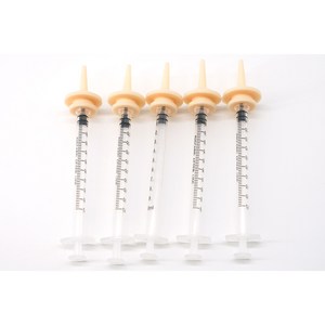 [반려동물 급여기] 레픽 소프트 피딩 주사기 1ml 5개세트 - 실리콘 노즐 강아지 고양이 크레스티드게코 급여기, 5개, 투명