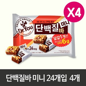 닥터유 단백질바 미니 337g (약 24개입) X 4봉지 (더탱글미니 9.8g 증정), 4개