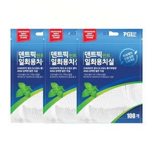 [입냄새 OUT! 민트향 IN!] 덴트픽 민트 일회용치실 [100개입*3봉], 1세트, 300개입