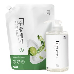 살림백서 천연유래98% 주방세제 청귤향 500ml + 리필 1000ml 설거지, 1개, 1.5L