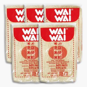 WAIWAI 태국 와이와이 버미셀리 쌀국수 가는 면 센미, 200g, 5개