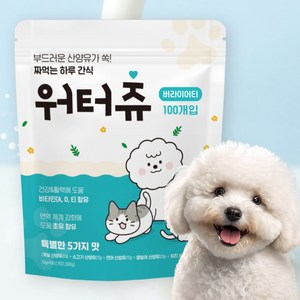 워터츄 강아지 간식 츄르 대용량, 15g, 100개, 5가지맛