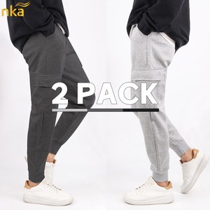 엔케이아울렛 [1+1]NKC멜란지카고트레이닝 남자 남성 데일리 9부 밴딩 포켓 팬츠 조거 추리닝 빅사이즈