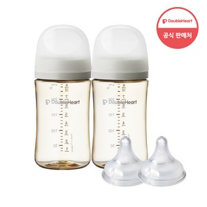 더블하트 모유실감 3세대 PPSU 모먼트 트윈팩 240ml+젖꼭지(2입), 오후의베이지, 3세대 젖꼭지SS, 1세트