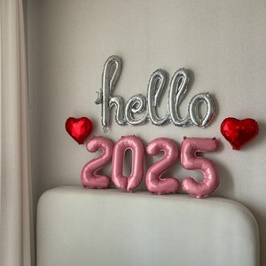 현재의태도 헬로2025 은박풍선세트 hello 신년파티 새해 홈파티 해피뉴이어, 레드하트, 1세트, hello골드+2025골드