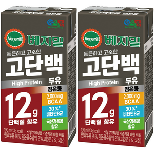 베지밀 고단백두유 검은콩, 190ml, 48개