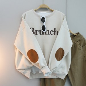 빅사이즈 오버핏 롱티 라운드 기모티 따뜻한 루즈핏 데일리룩 체형커버 박스티 BRUNCH빵떡오버핏맨투맨(기모)