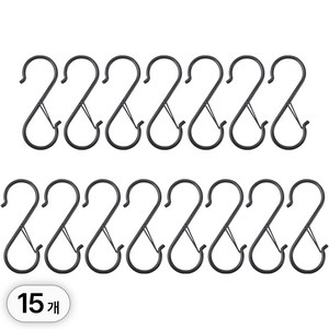 투데이리빙 15개 세트 잠금형 스틸 S자 고리 모자 가방 S고리 옷 소품 다용도 행거 잠금 S형 후크 걸이, R98076B(15개입, 1세트, 블랙
