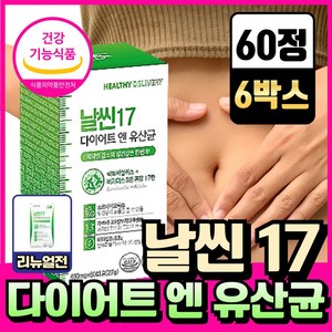 BNR17 비에날씬 유산균 다이어트 bn17 식약청인증 캡슐 비엔알17 / 날씬17 다이어트 엔 유산균, 6개, 60정