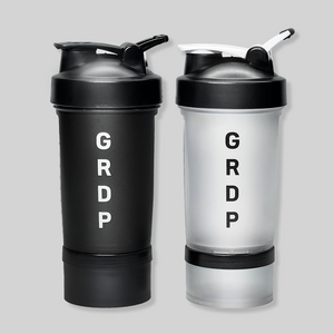 수납통이 있어 편리한 GRDP 쉐이커보틀, 1+1 (블랙+화이트), 2개, 600ml