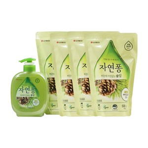 자연퐁 친환경 주방세제 세트 펌프형 500g 1개 + 리필 510g 4개 기념품 판촉물 대량 선물 환영