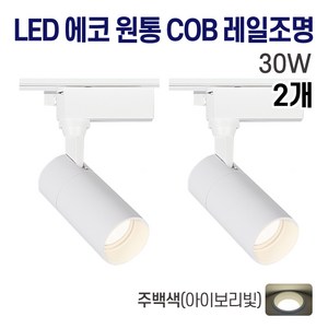 라인조명 LED 에코 원통 COB 레일조명 10W (주광/전구/주백), 2개, 9. 주백(아이보리빛) 30w