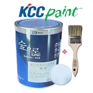 KCC친환경 에이스 내 외부 수성 겸용(무광 화이트) 0.9L 소 포장+PP2인치평붓, 친환경수성 화이트(무광) +PP3인치 평붓, 900ml, 백색, 1개