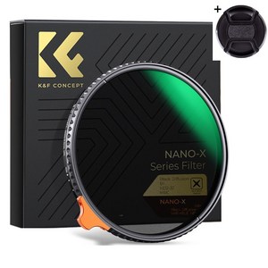 KnF 82mm NANO-X 블랙 미스트 1/4 +가변 ND2-ND32 2in1 필터 __ X 크로스 방지 (캡포함) - 8K AGC Glass - Diffusion+ND2-32, 1개