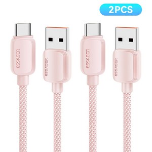 Essager USB C타입 100W 고속 충전 케이블 iphone 16 충전 지원, 2개, 핑크, 1m