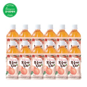 웰그린)복숭아녹차, 500ml, 12개