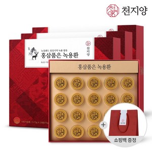 천지양 홍삼품은 녹용환 20환(쇼핑백포함), 75g, 3박스