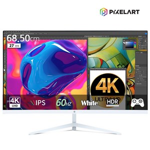 (연말이벤트)픽셀아트 PIXELART PAU2711W 화이트 일반 UHD 60Hz IPS 4K 모니터 일반, 68cm