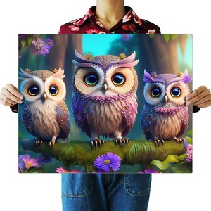 FASEN 액자 보석십자수 캔버스형 DIY 키트 40 x 50 cm, ZSH180.부엉이03, 1세트